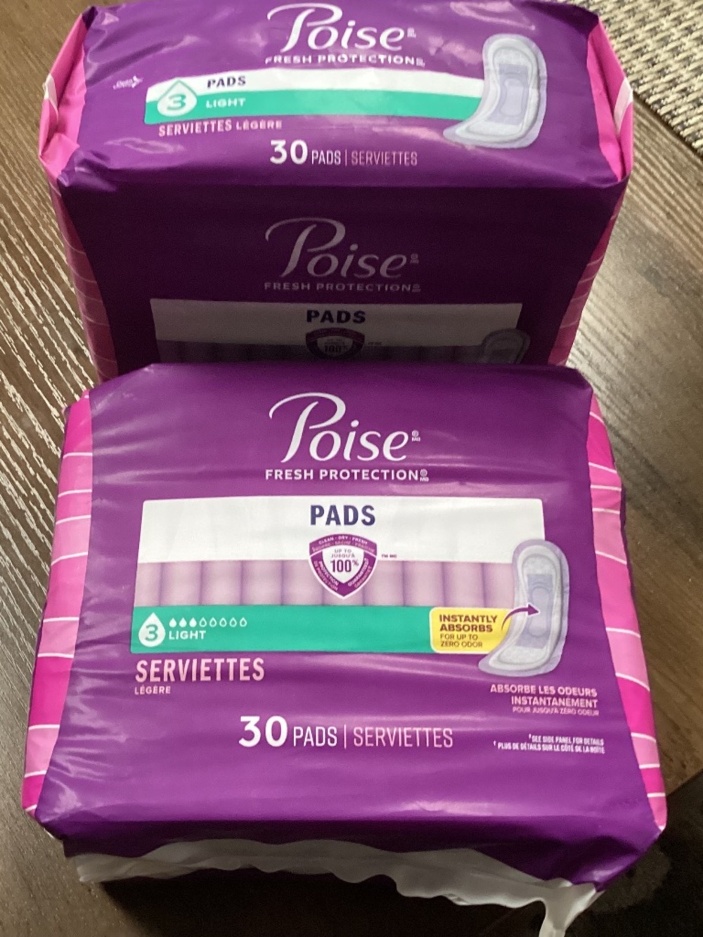 Poise Fresh Protections Light Pads 30 Count Bundle Total 60 pads